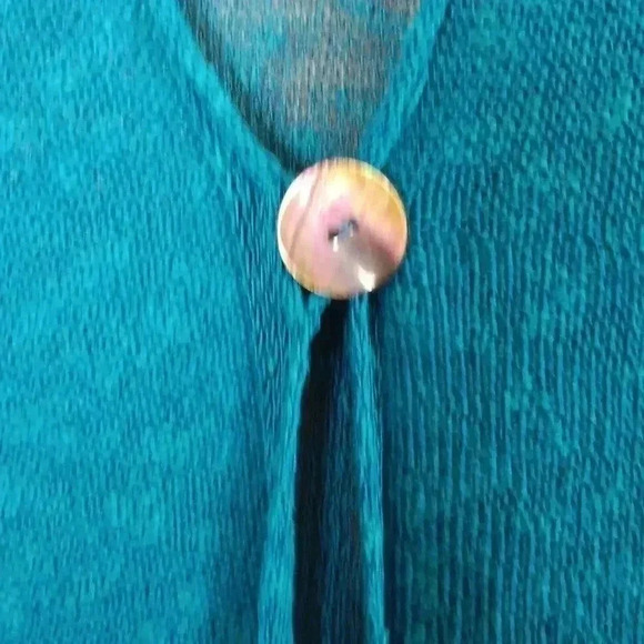 Coldwater Creek Teal 3/4 sleeve long sweater size L - Picture 7 of 7